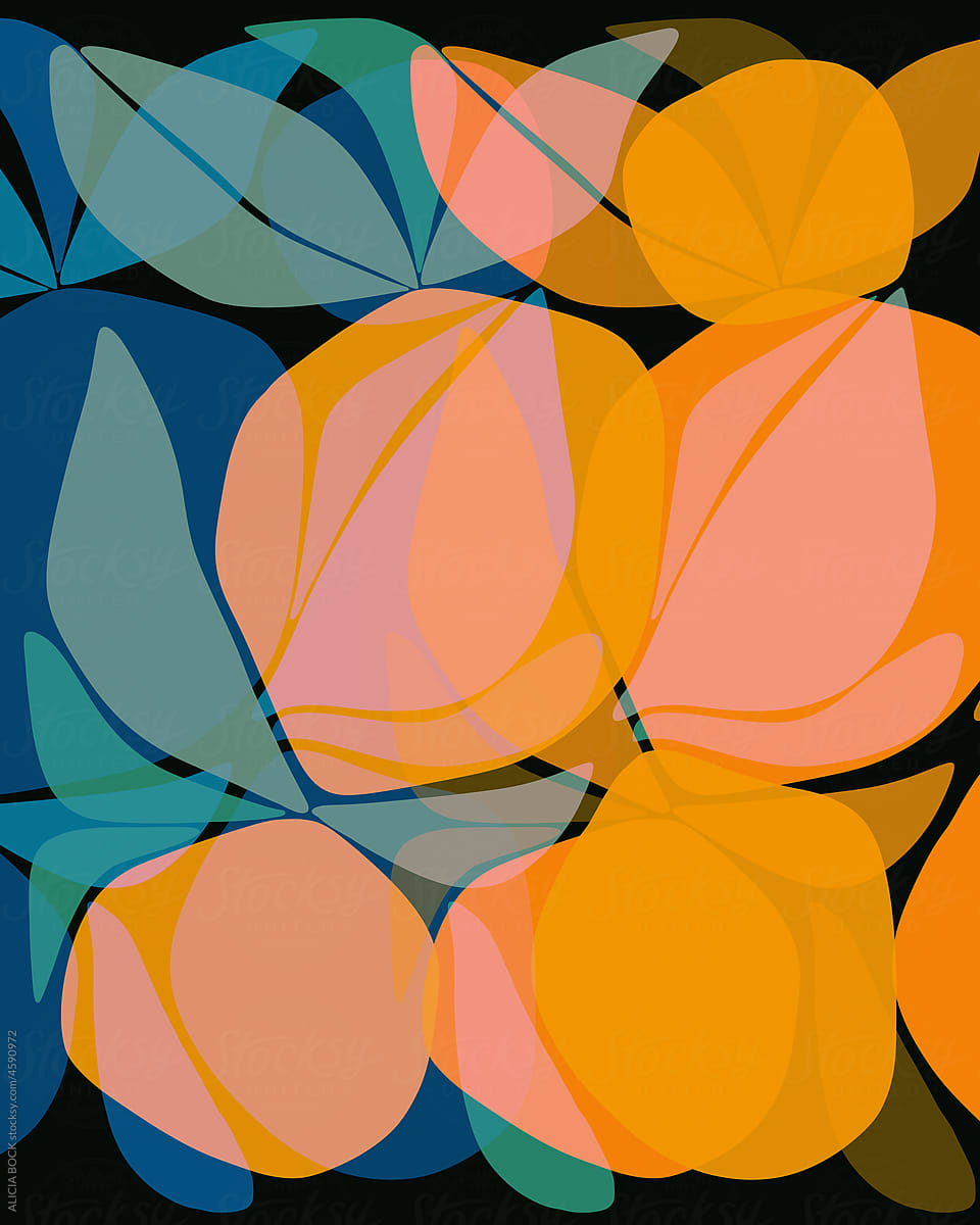 Abstract Citrus Fruit Illustration In Bold Colors