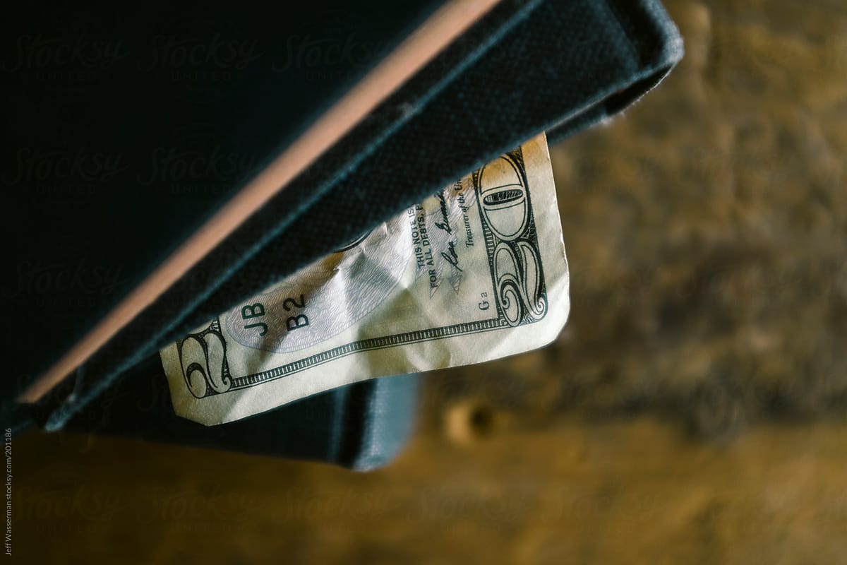 Personal Finanace: Twenty Dollar Bill in Book - Student Debt