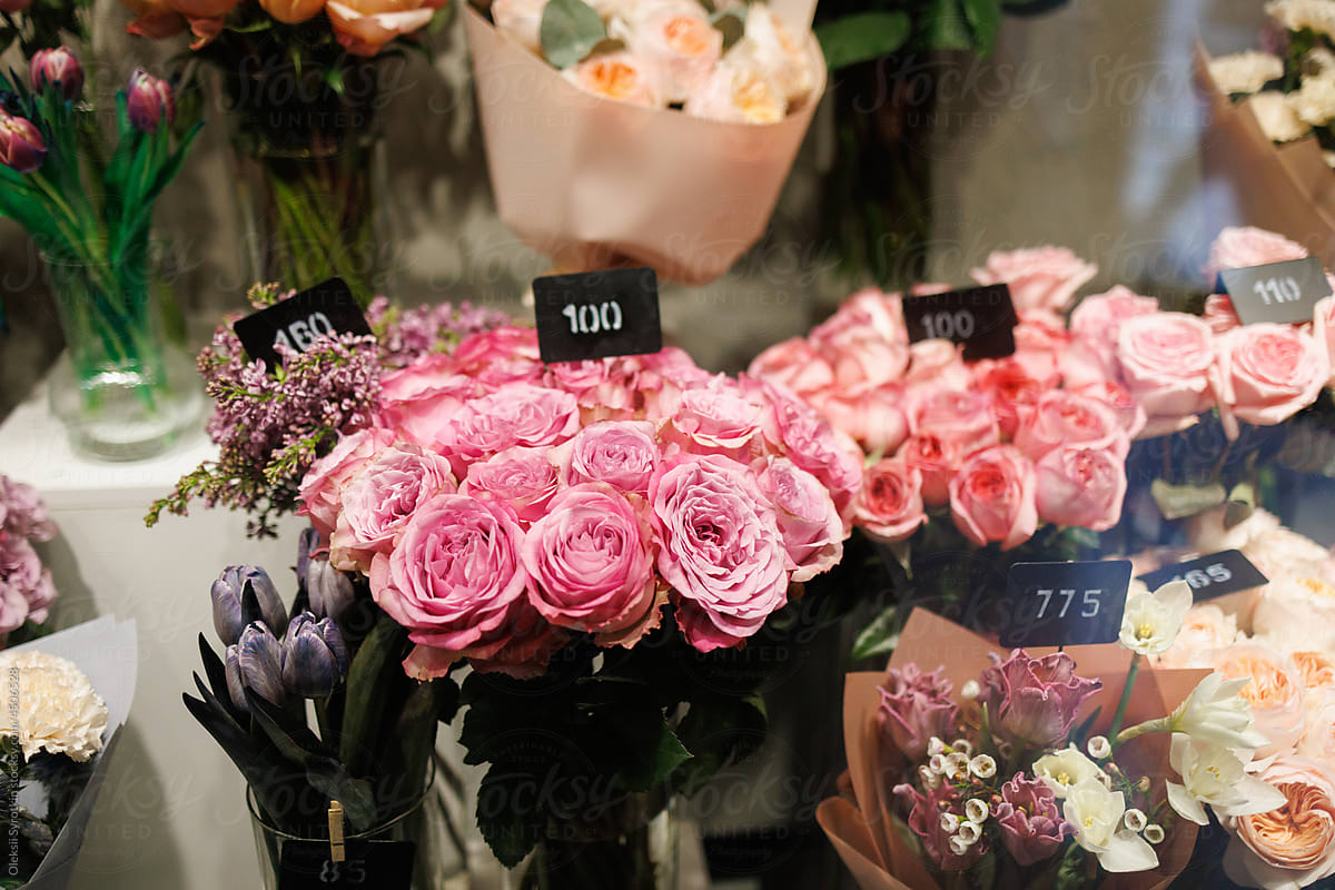 Flower composition store retail decor