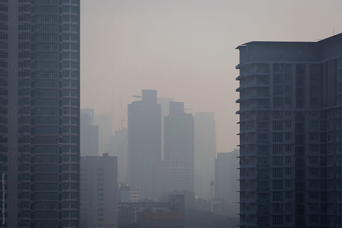City haze urban background