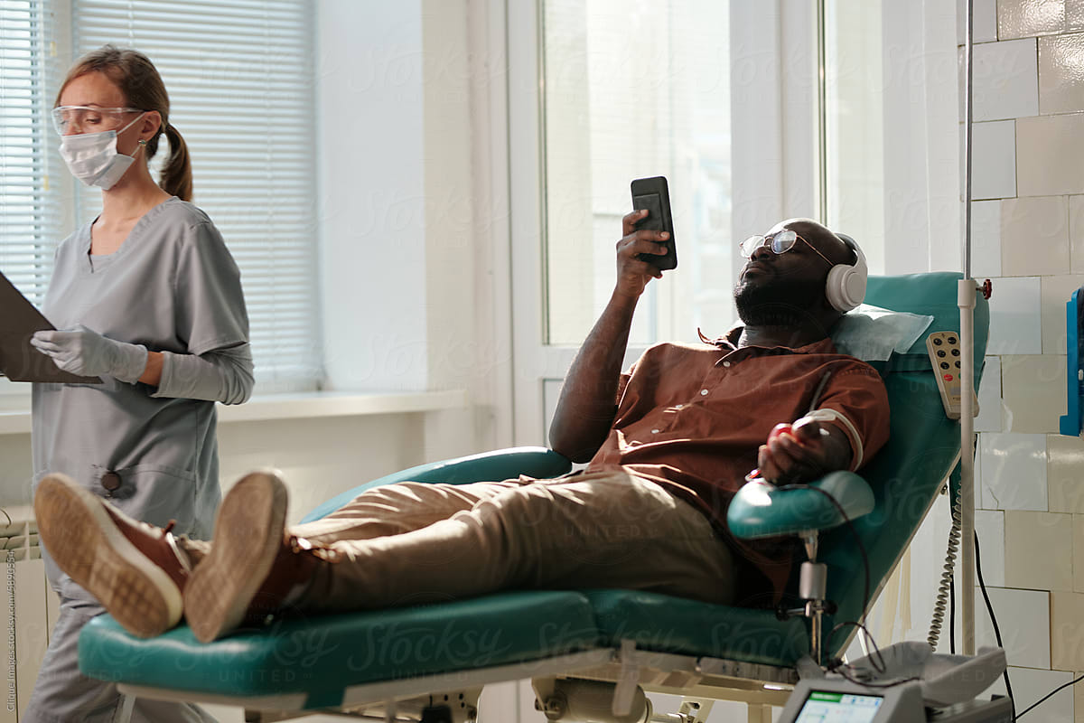 Black Man In Blood Donation Center
