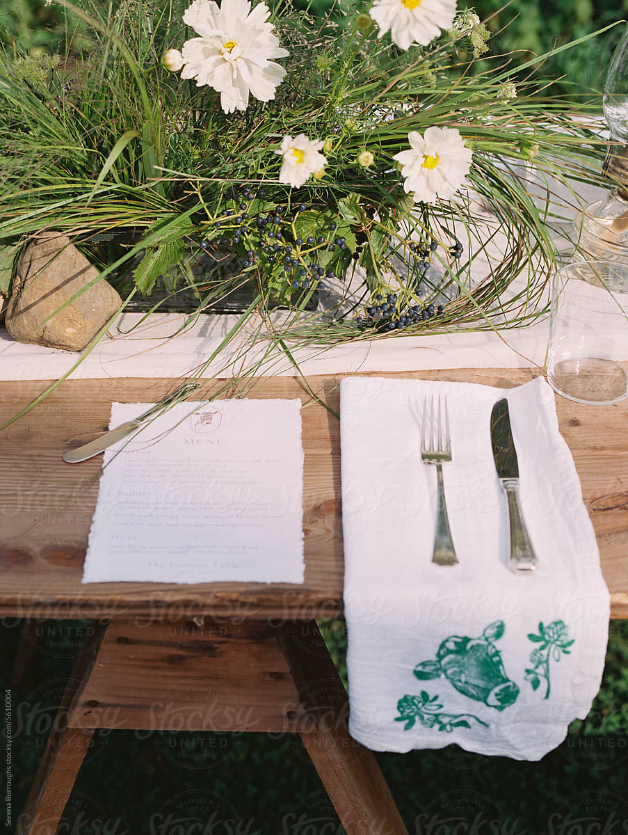 countryside dinner event table design at a dairy farm