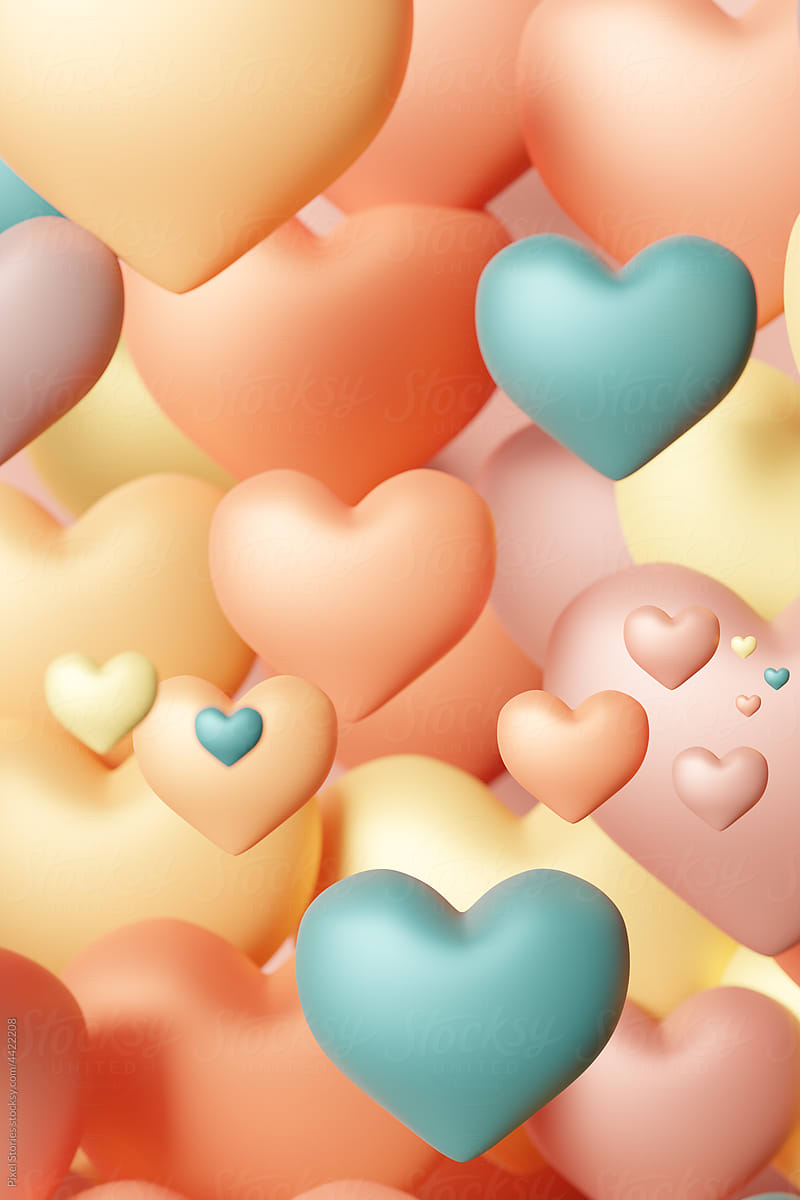 Pastel hearts Valentine's day background
