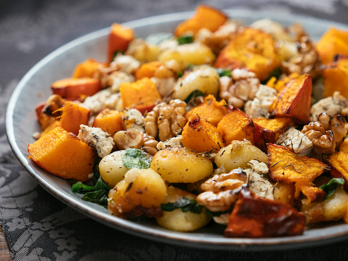 Gnocchi with Roasted winter Squash, Spinach and Walnuts