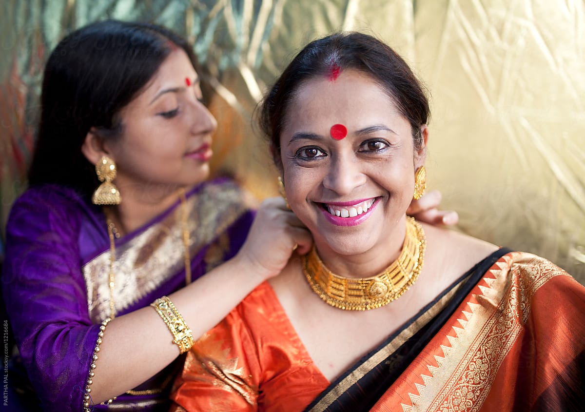 Fashionable & Cheerful Adult Indian woman with traditional dress