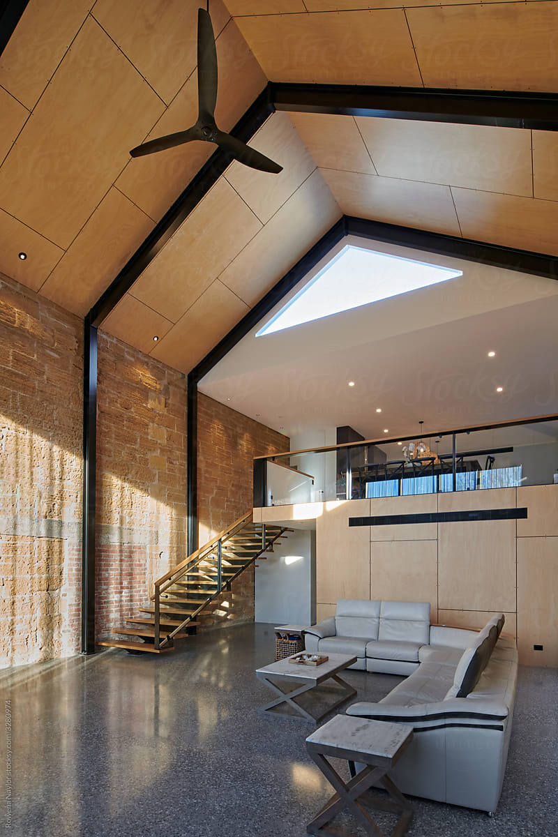 Luxury house interior with high ceiling