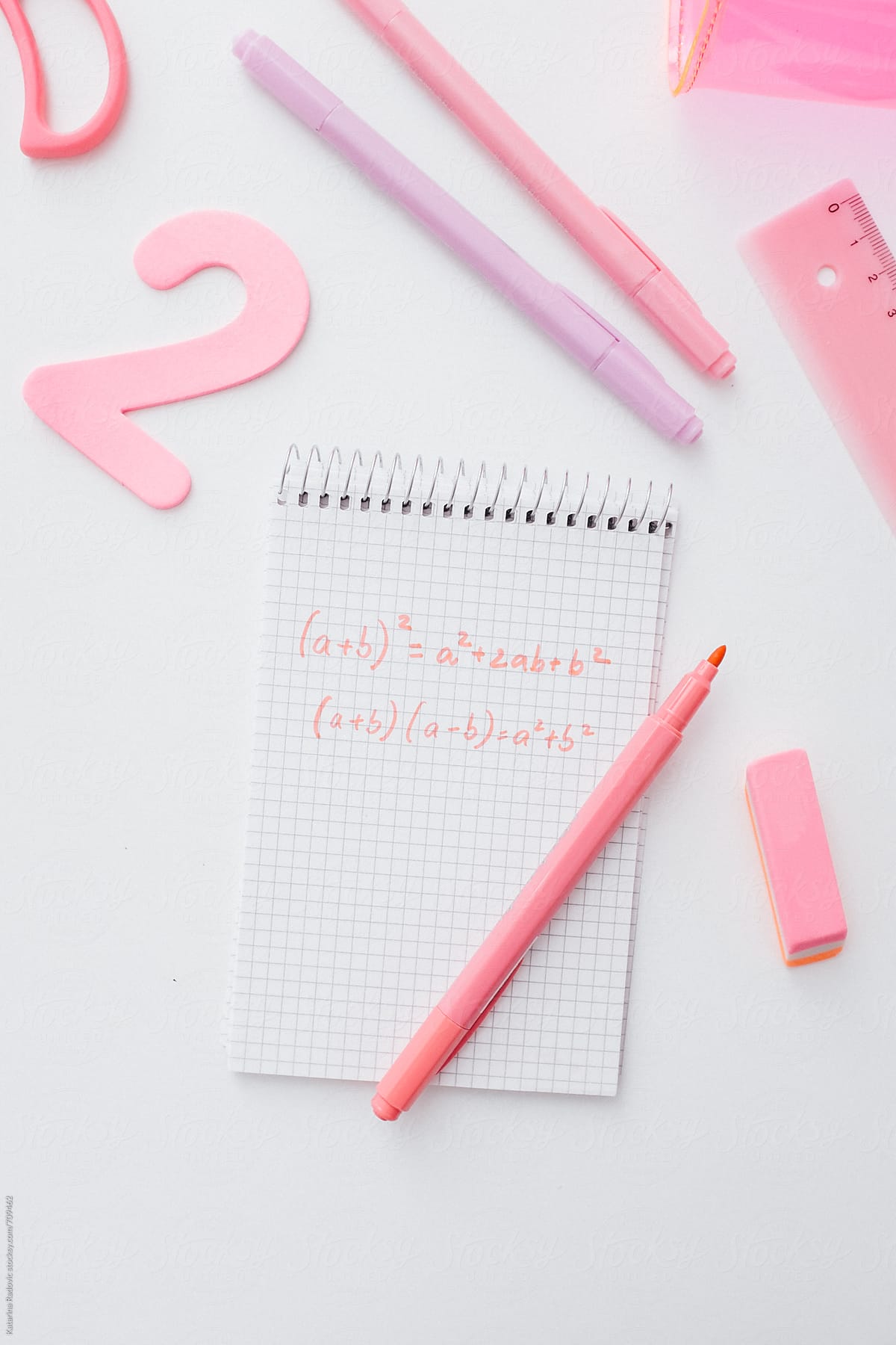 Pink Math Notes and School Items