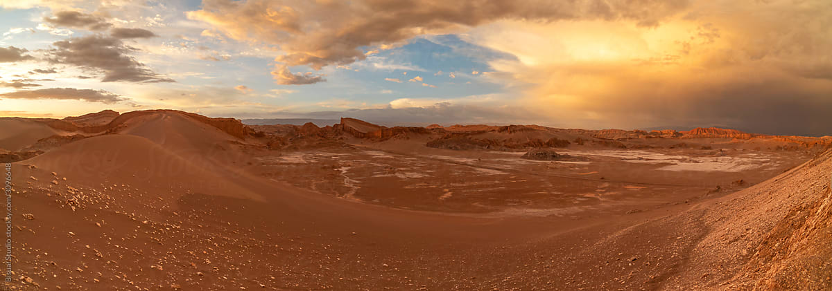 Sunset over Valley of the Moon in Atacama, Chile