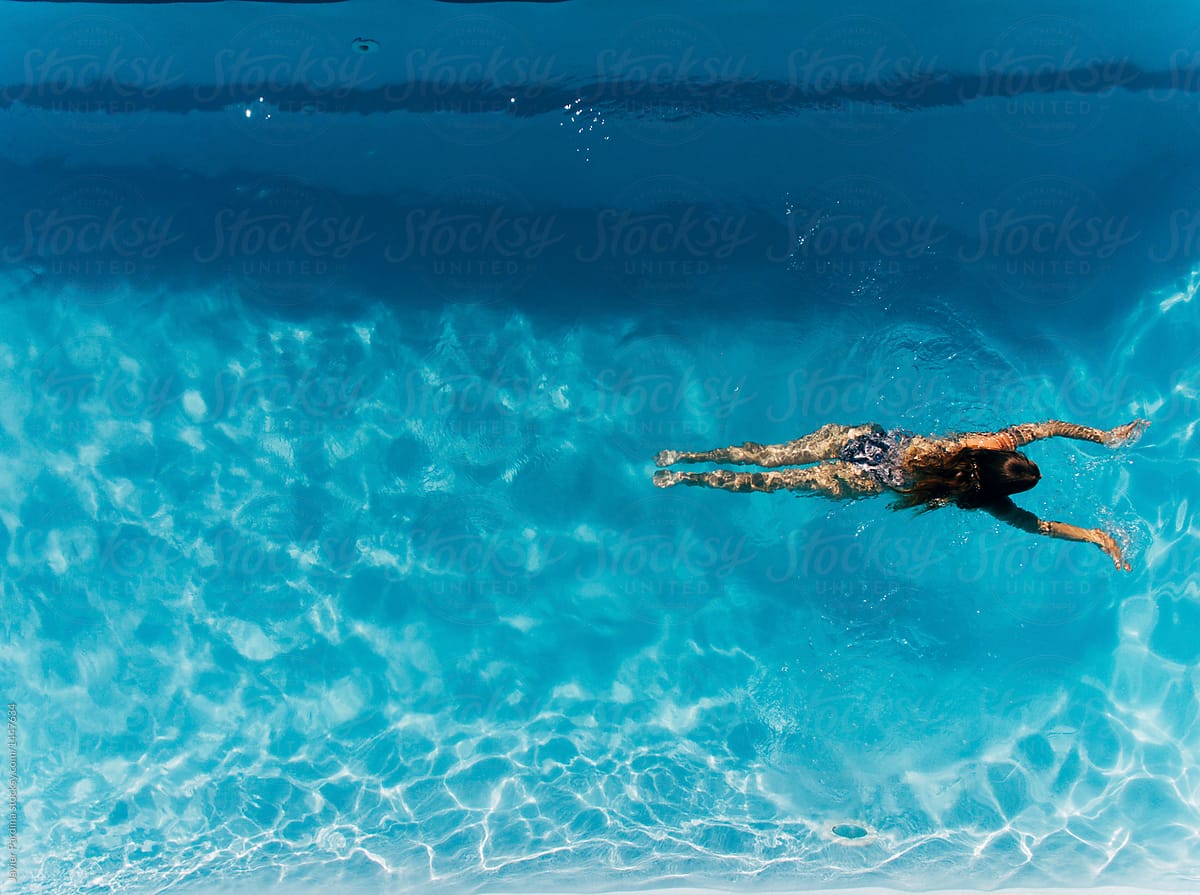 woman in swimming pool.