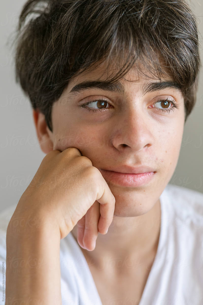 Smiling teenager looking away portrait