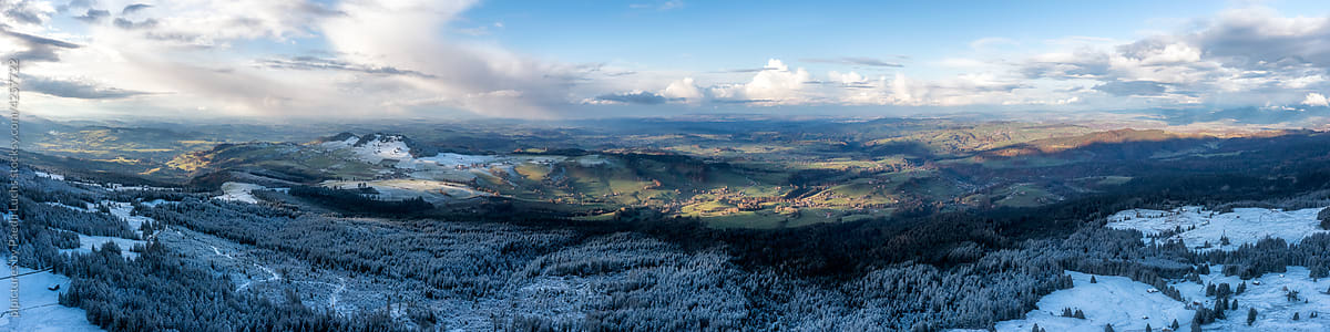 Early winter landscape panorama.