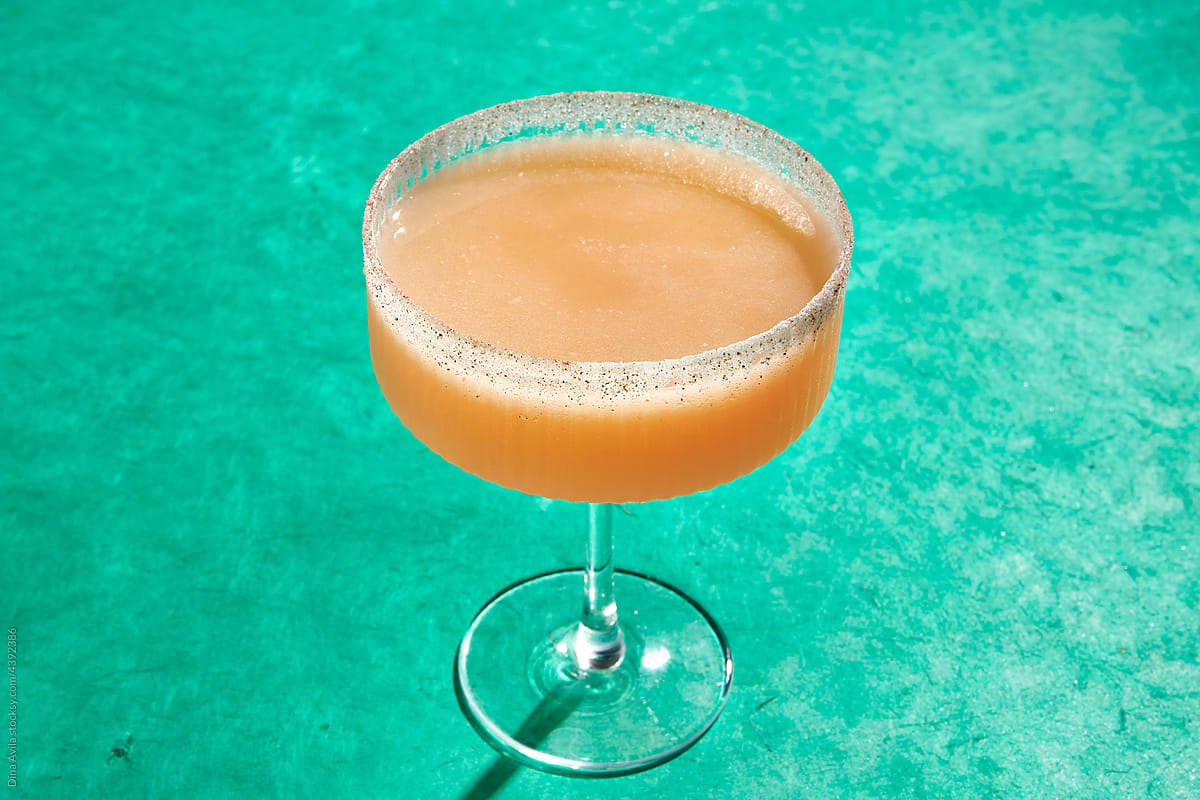 Peach Colored Cocktail in Coupe Glass