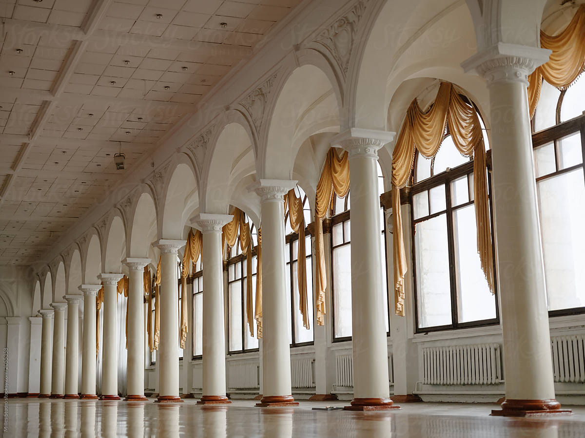  Elegant Interior Of Ballroom With Columns By Stocksy Contributor 