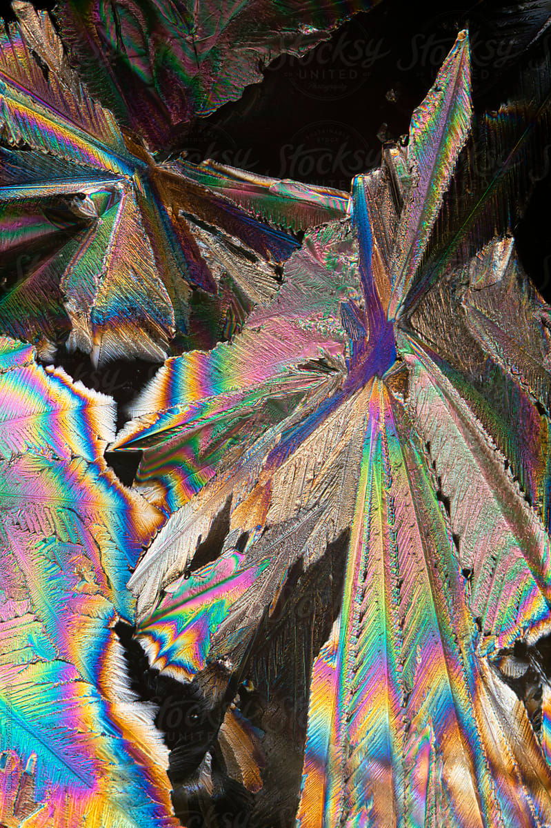 Crystalized citric acid under polarized light