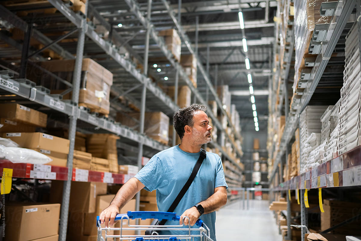 Man Looking For Goods At Warehouse