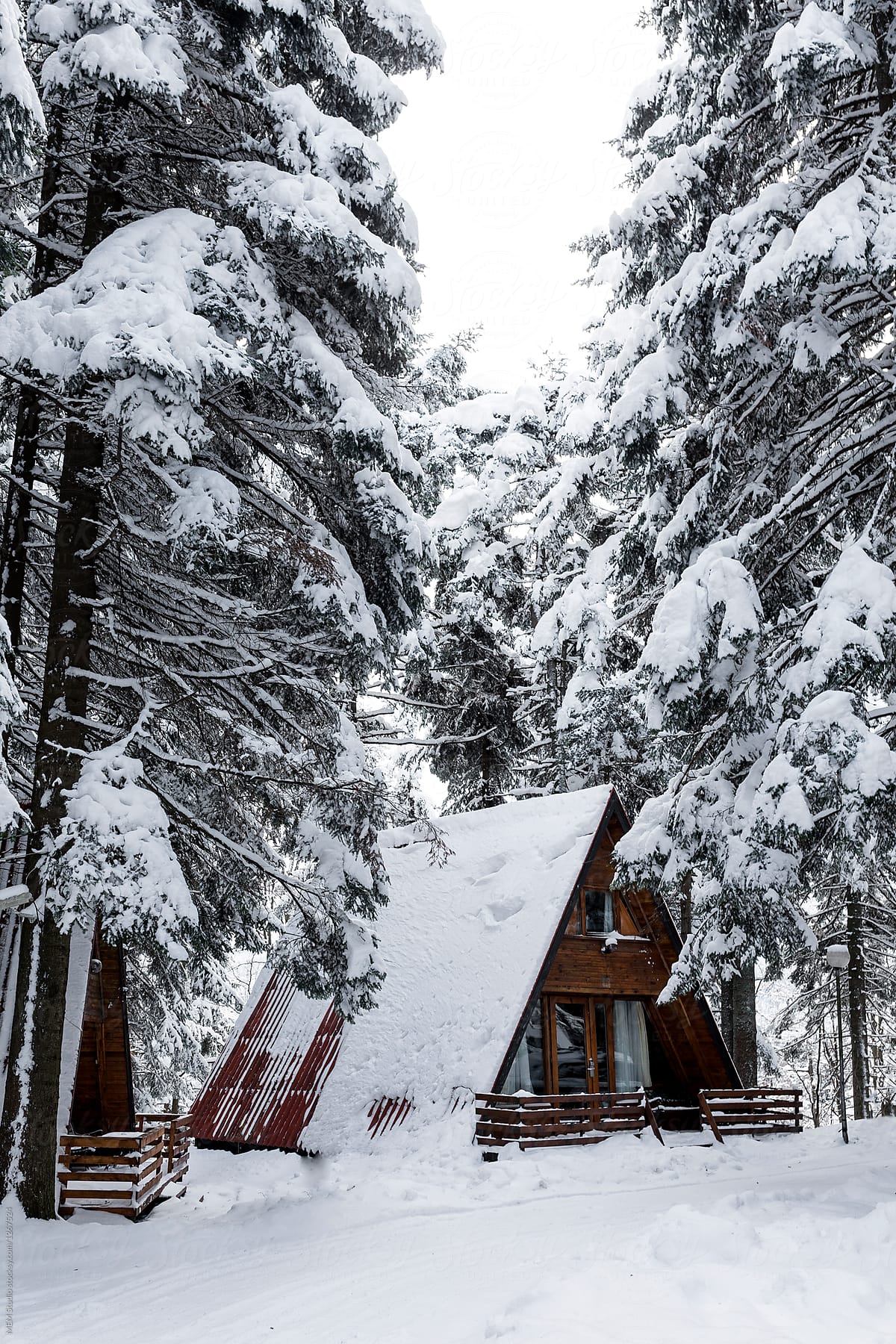 Small hut in the snow