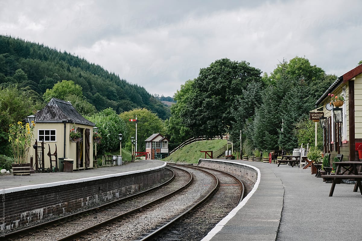 Station buildings and signal box on a heritage railway line. Wal