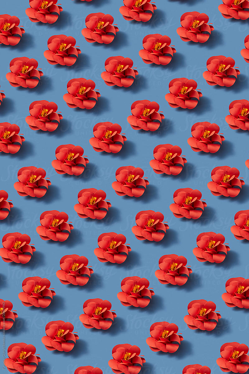 Pattern handmade red flowers.