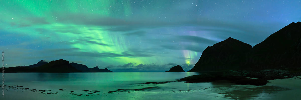 Aurora Borealis Haukland Beach Lofoten Islands