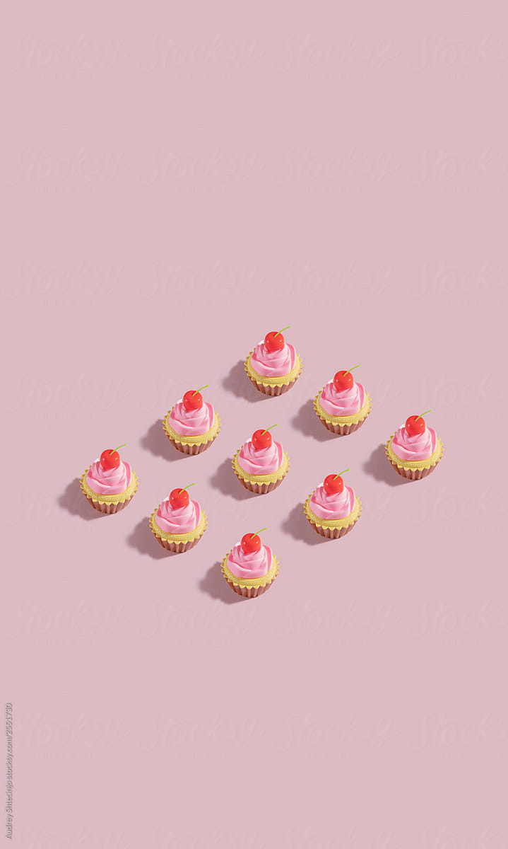 Cup cakes on pink