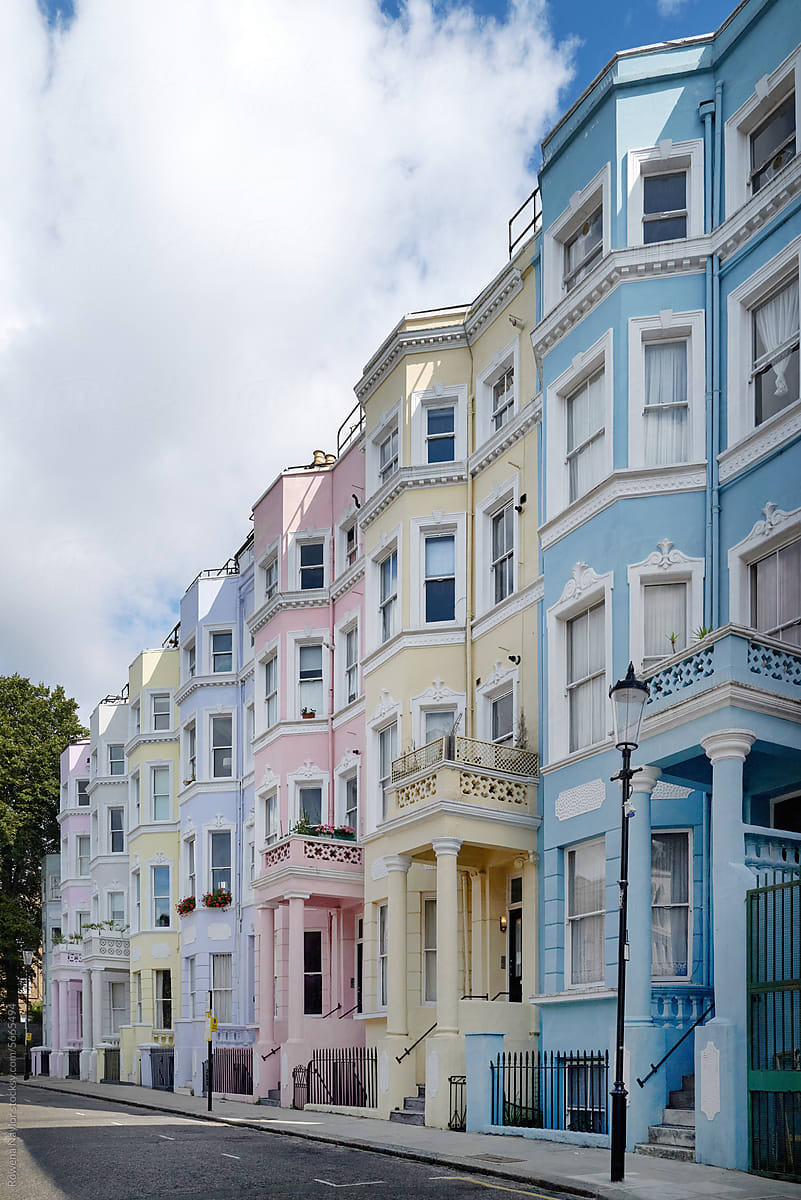 Pastel painted homes of Notting Hill London