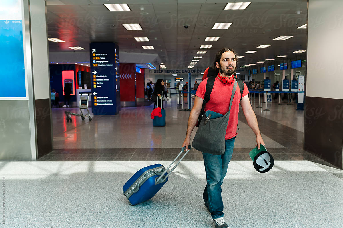 Traveler at airport terminal