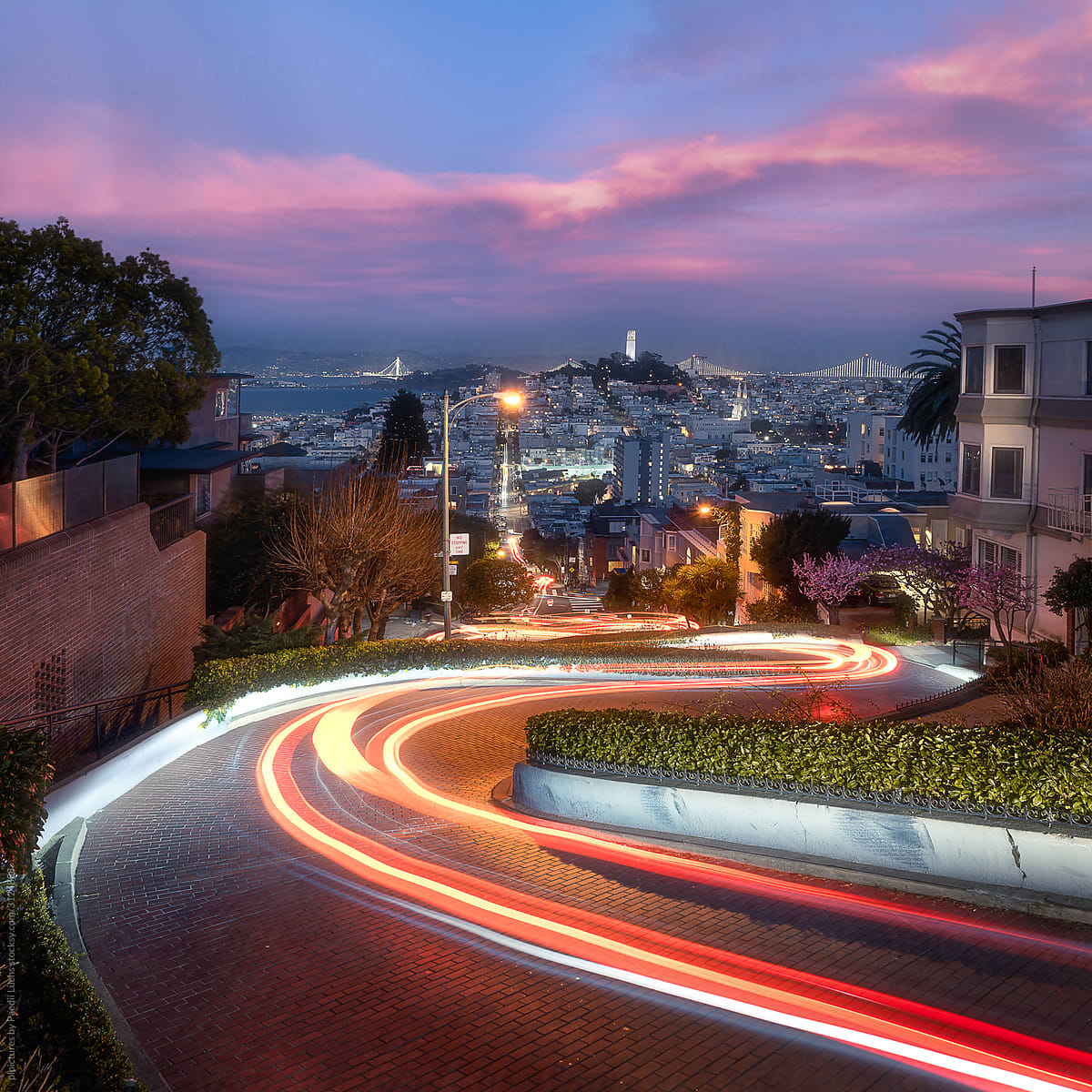 Light trails at Lombard Street in San Francisco
