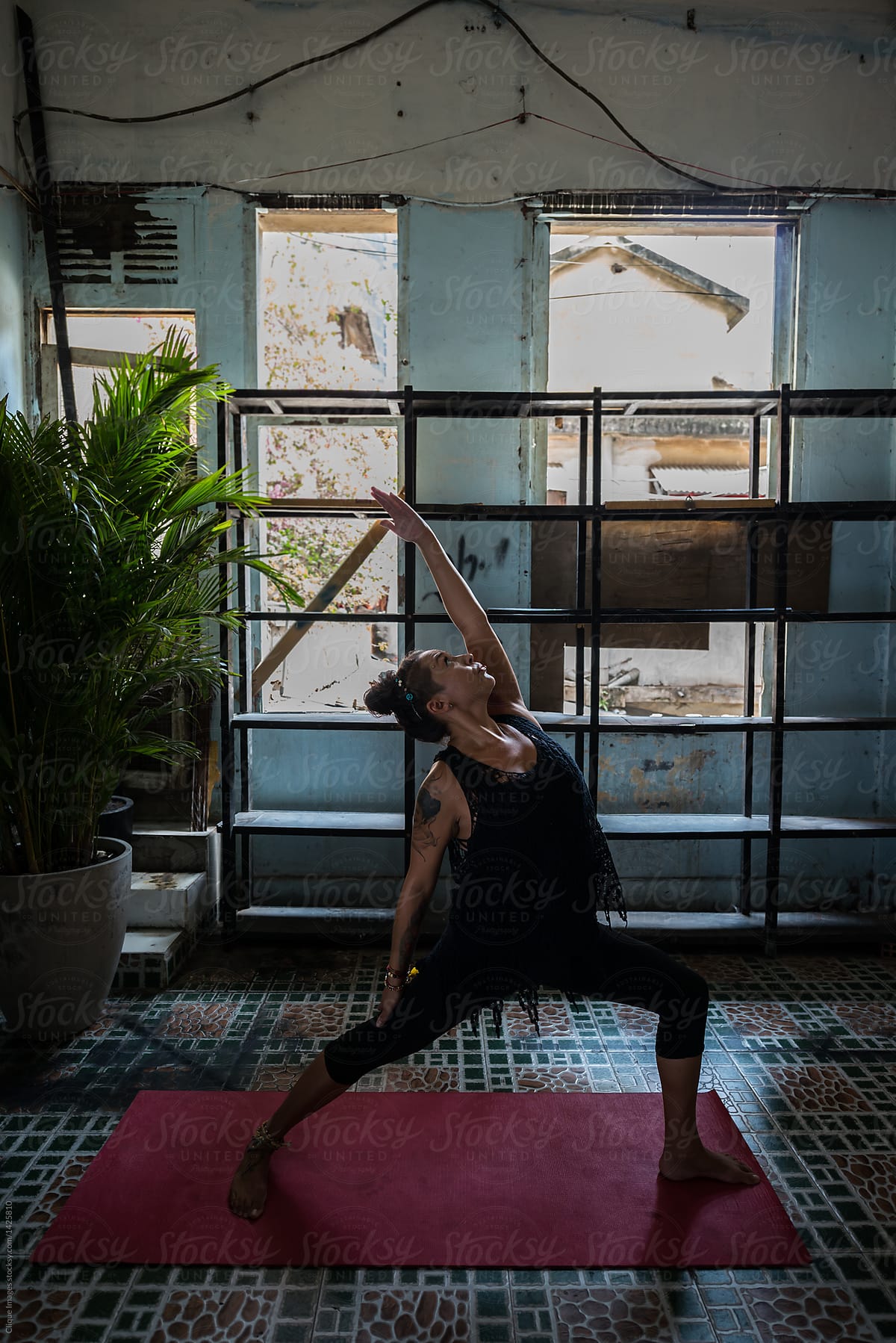 Woman exploring new yoga poses