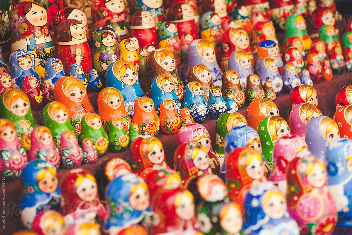 Colourful Babushka Dolls Neatly Arranged