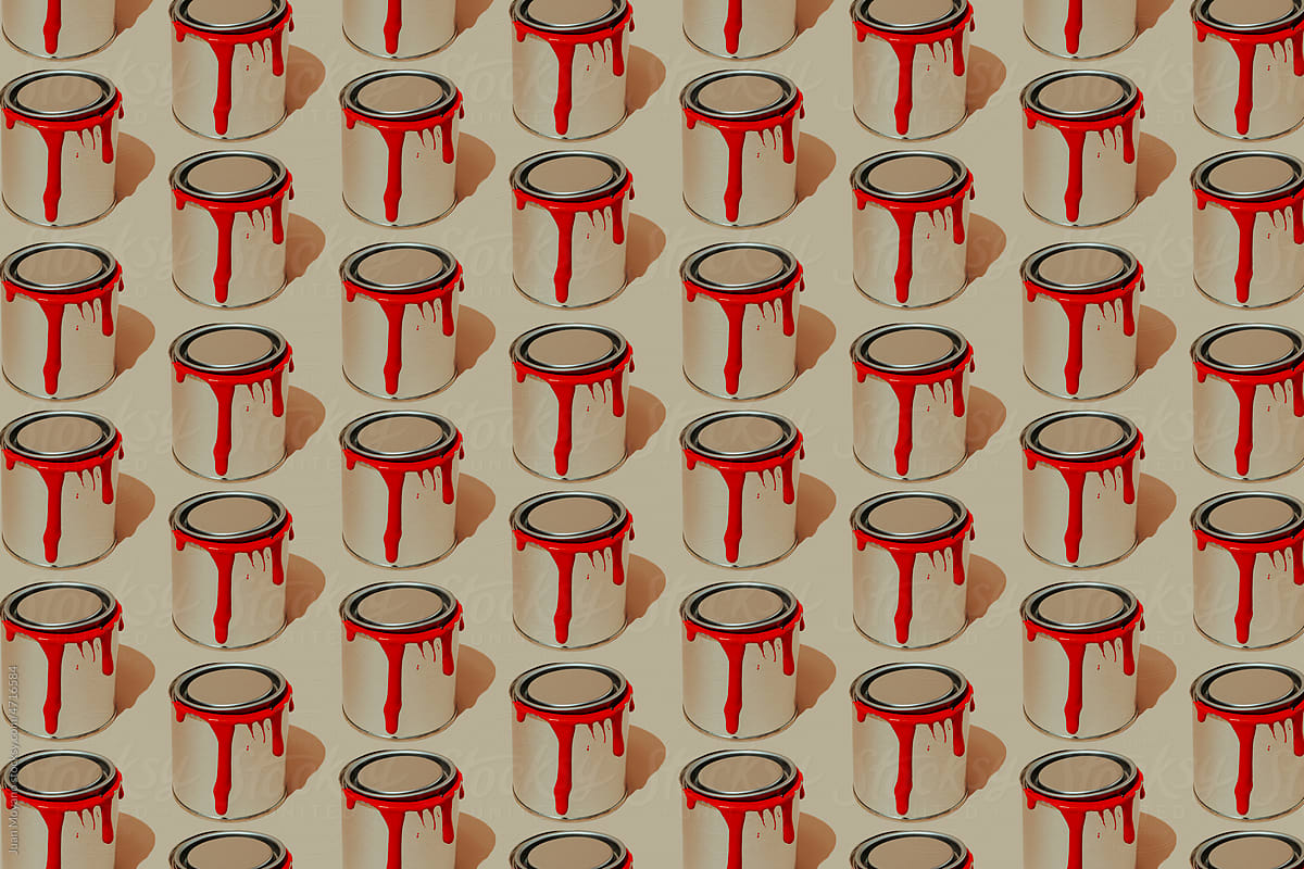 mosaic of some red paint cans