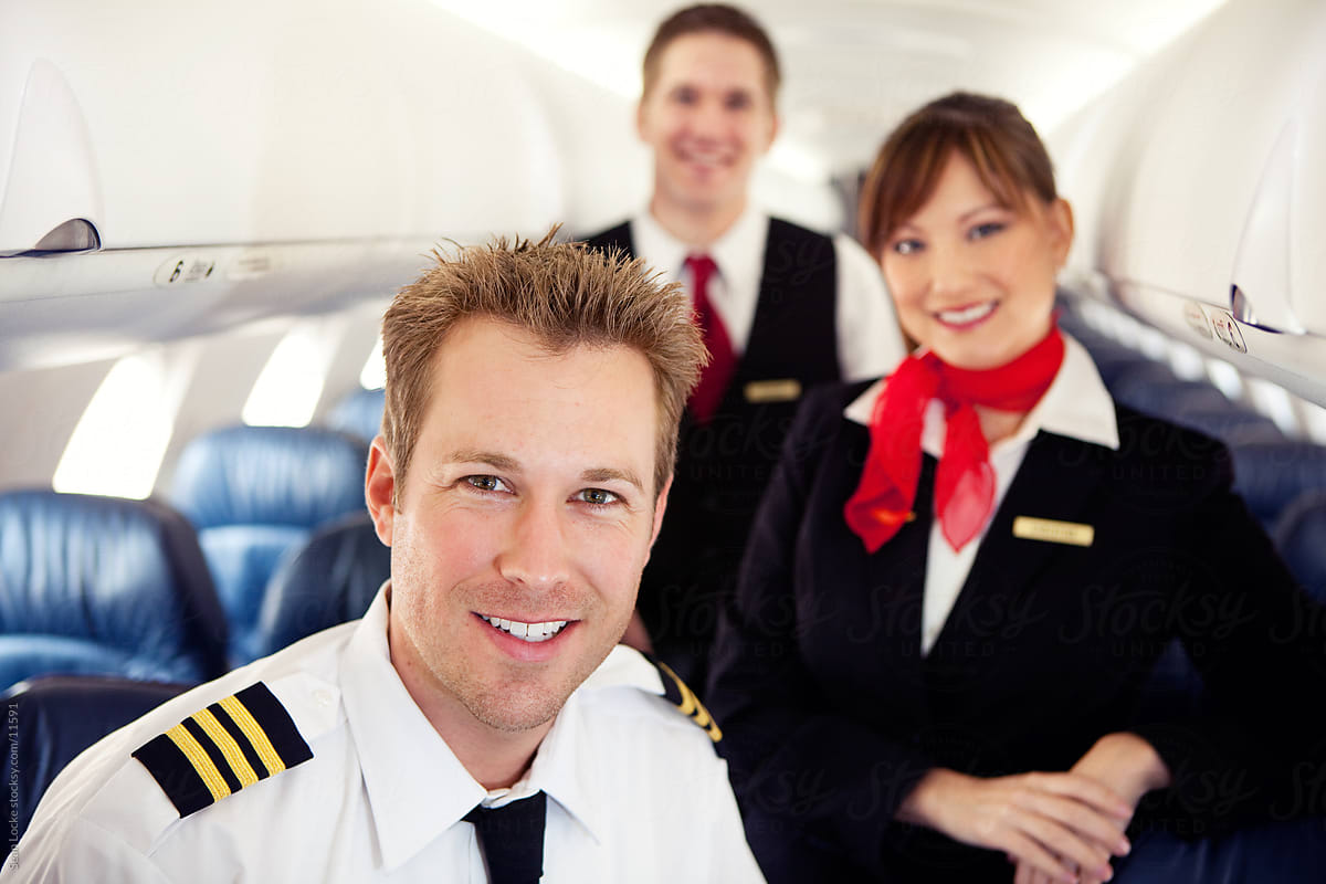 Airplane: Cheerful Flight Crew Ready to Go