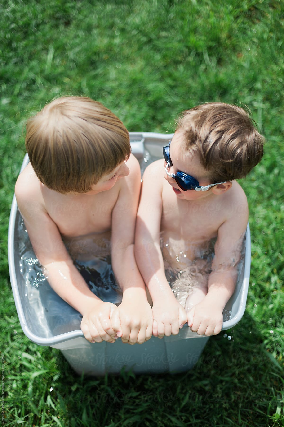 little boys in tub