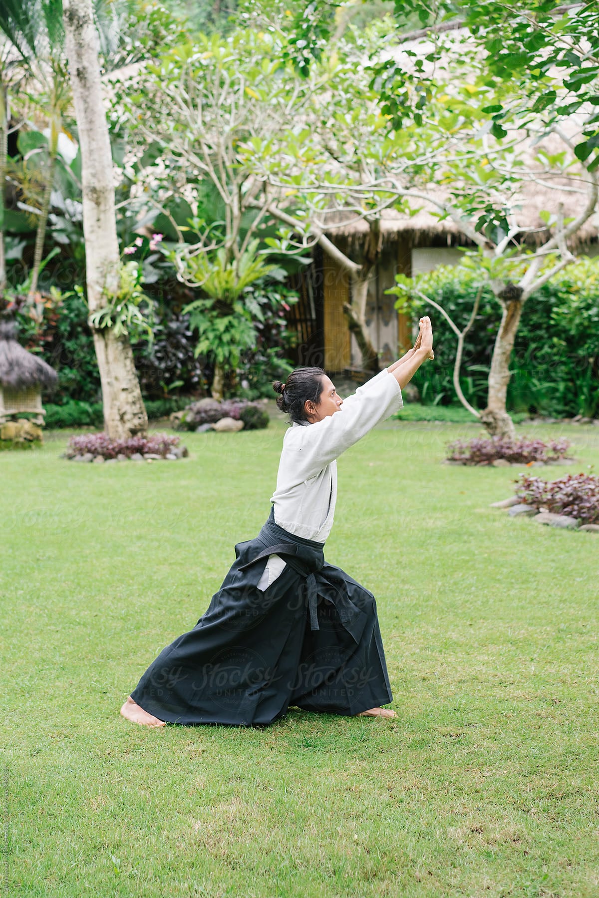 Professional aikido master in pose