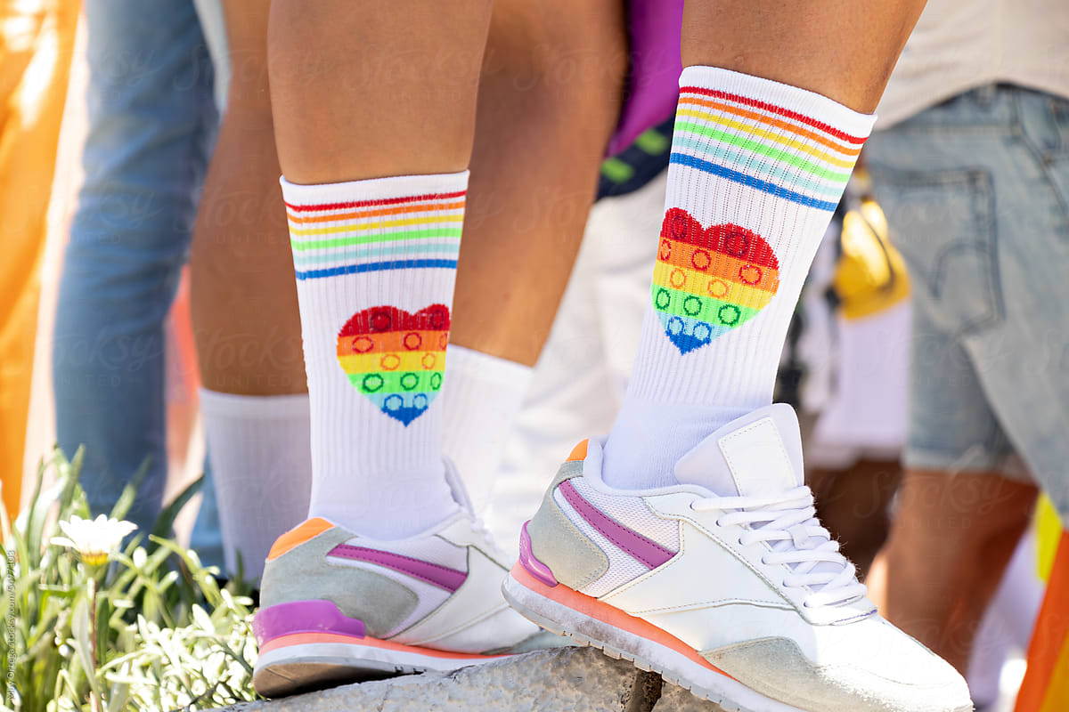The Socks Of a Person With The Colors Of The LGBT+ Flag