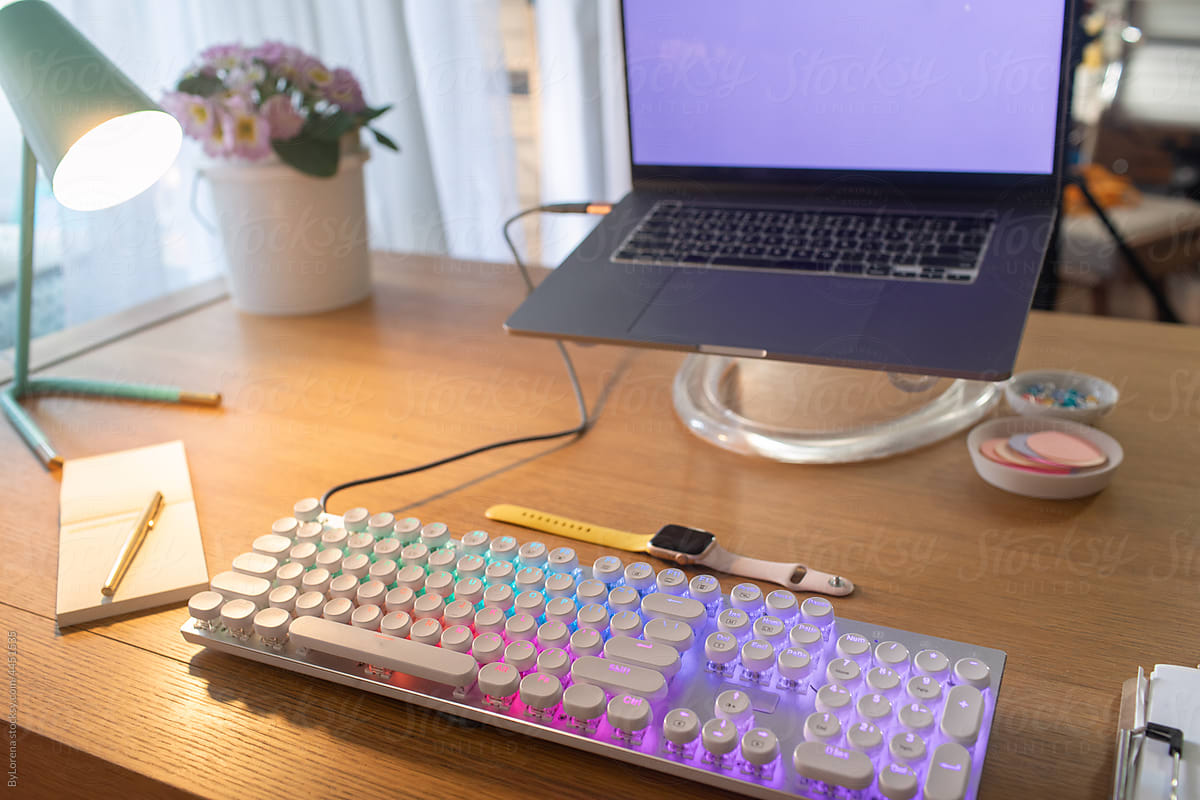 Colorful desk and keyword with led  lights