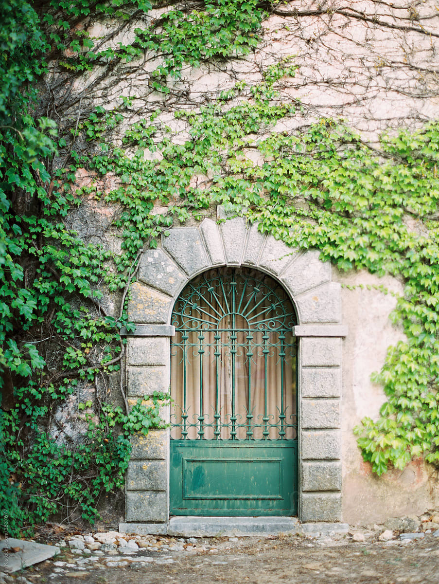 Door in green wall