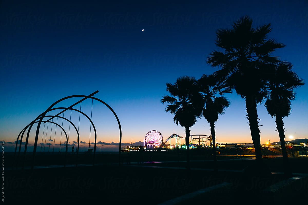 Santa Monica beach at dusk