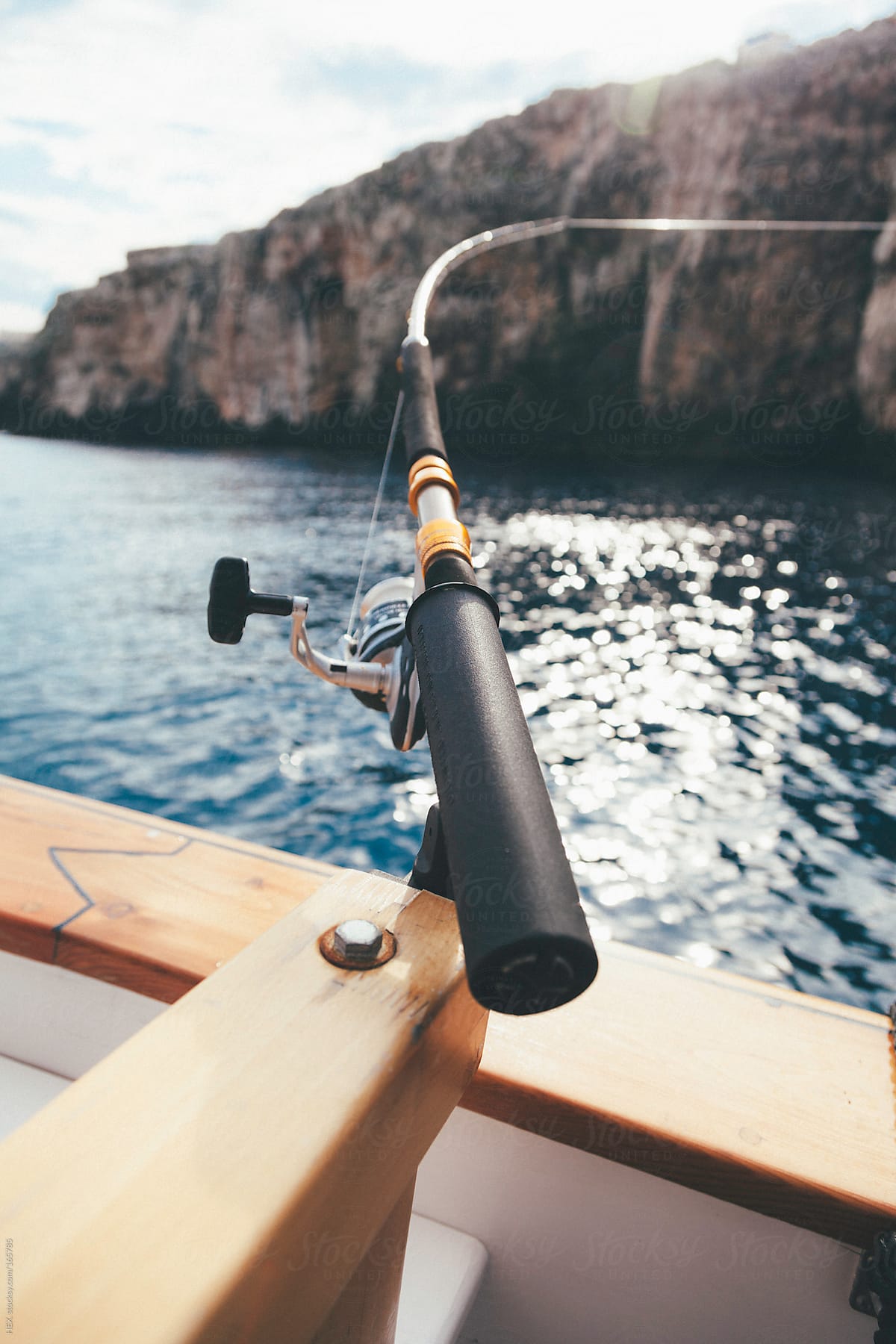 Flexible Fishing Pole on the Boat