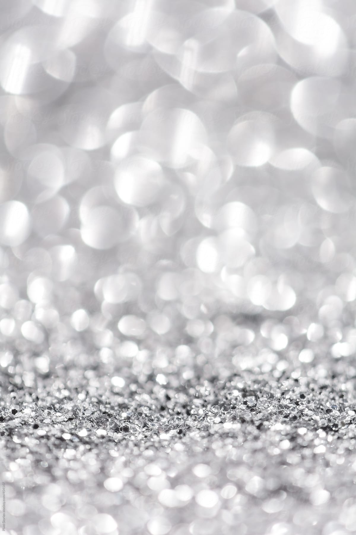 White glitter with shallow depth of field