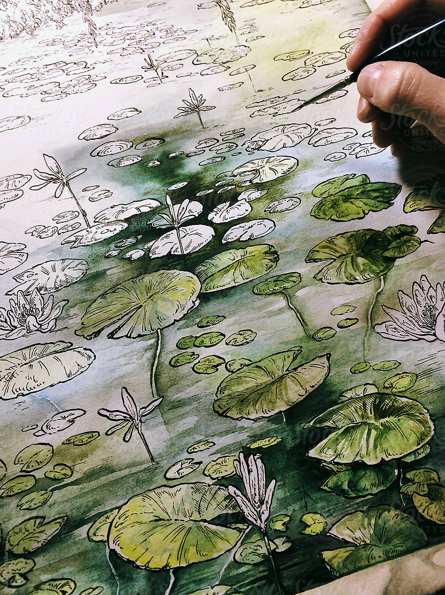 Water Lilies watercolor illustration