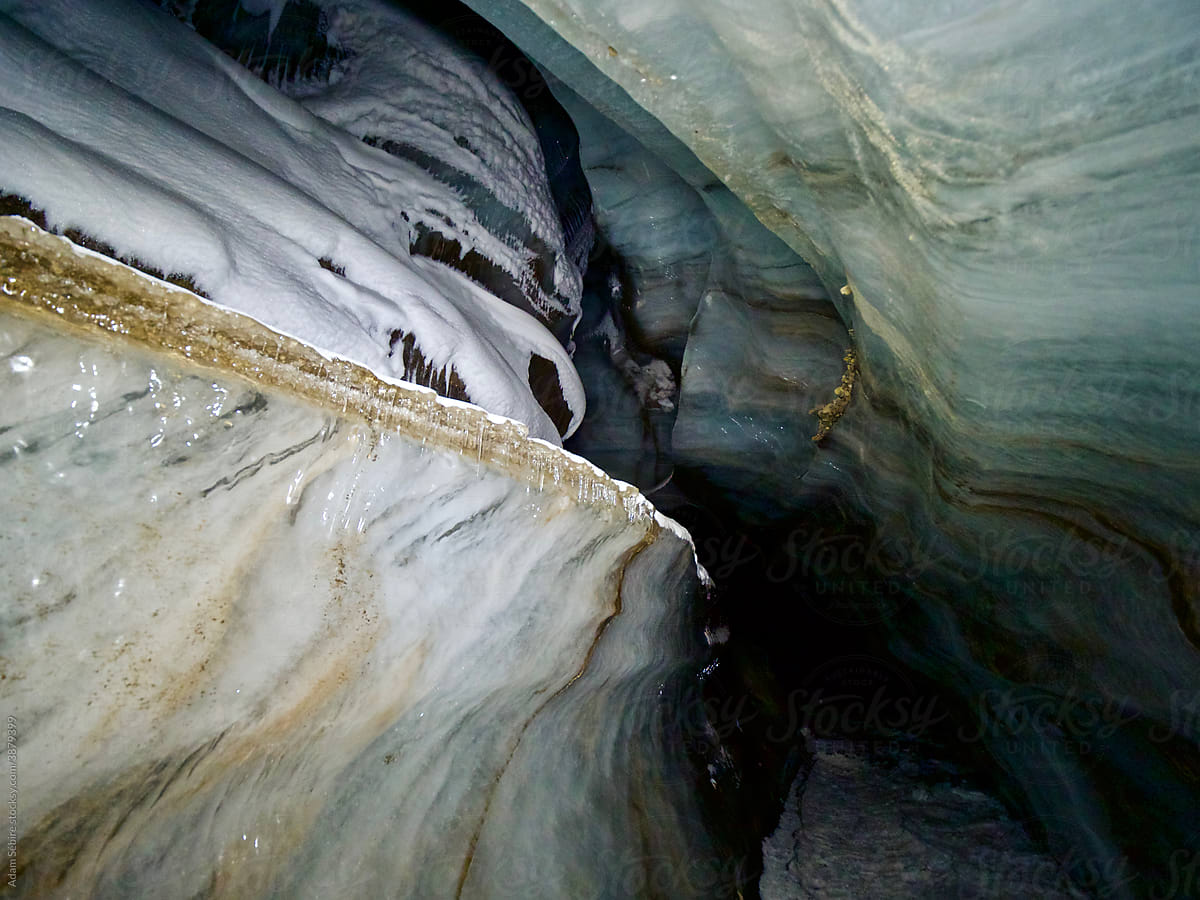 Glacier ice cave, Svalbard - interior tunnel path