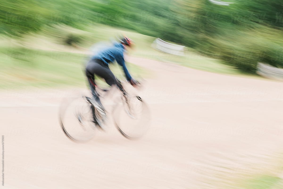 Abstract shot, blurred by the camera motion of fast ciclsy