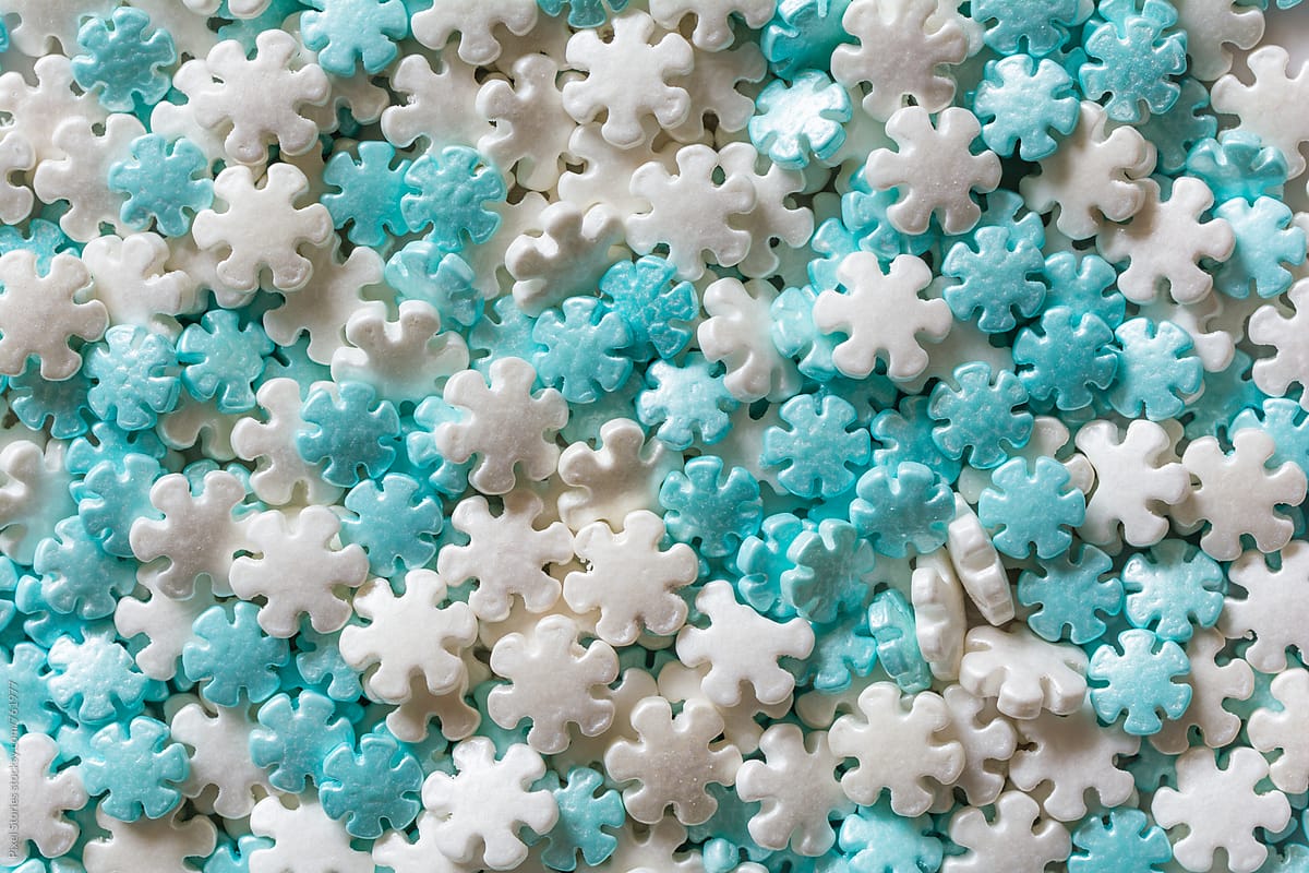 White And Blue Snowflake Sprinkles by Stocksy Contributor Pixel Stories  - Stocksy