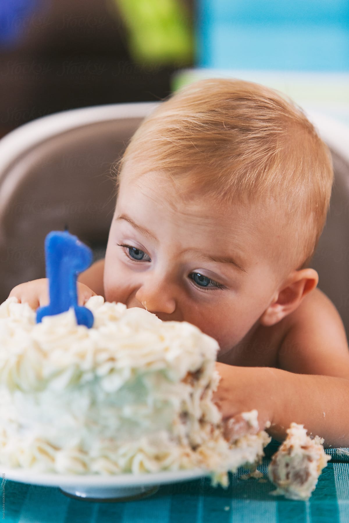 Birthday: Toddler Sticks Face Into Birthday Cake