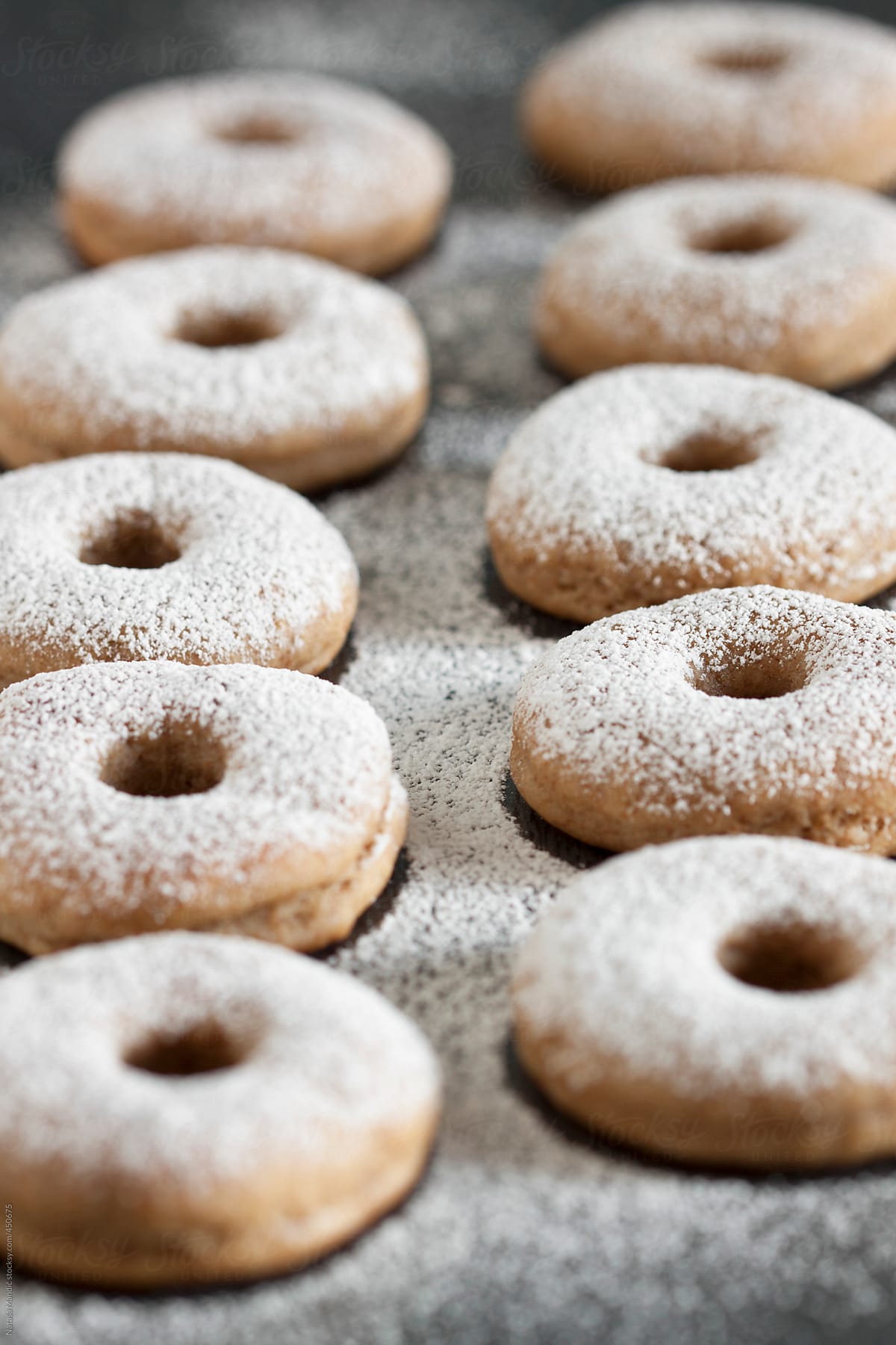 Homemade baked donuts with sugar