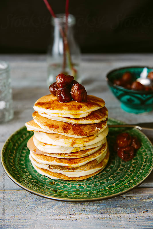 Pancakes made with Ricotta and served with baby figs in rum syrup.