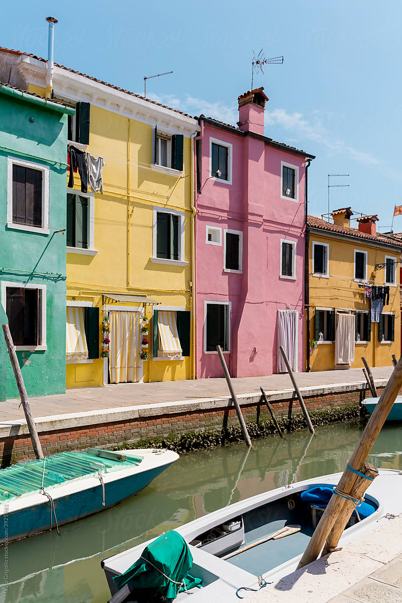 Multicolor houses in Burano, Italy