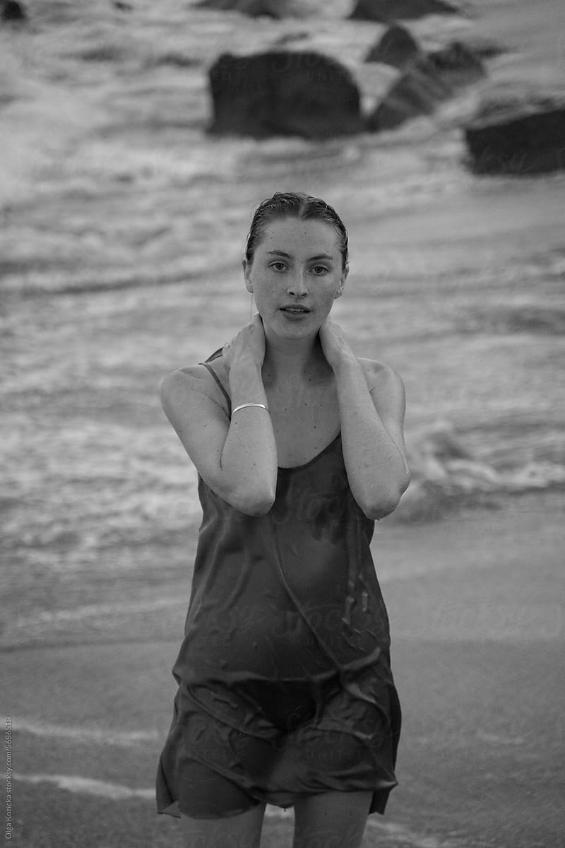Wet Woman by Sea