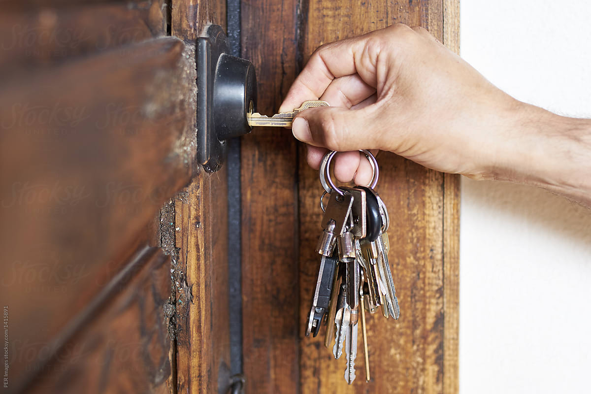 Real estate: Key lock, key opened by real estate agent