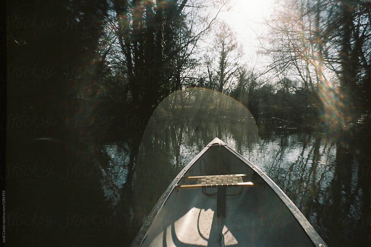 Canoeing on river